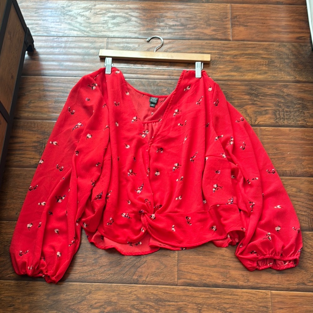 Red Floral Women's Top